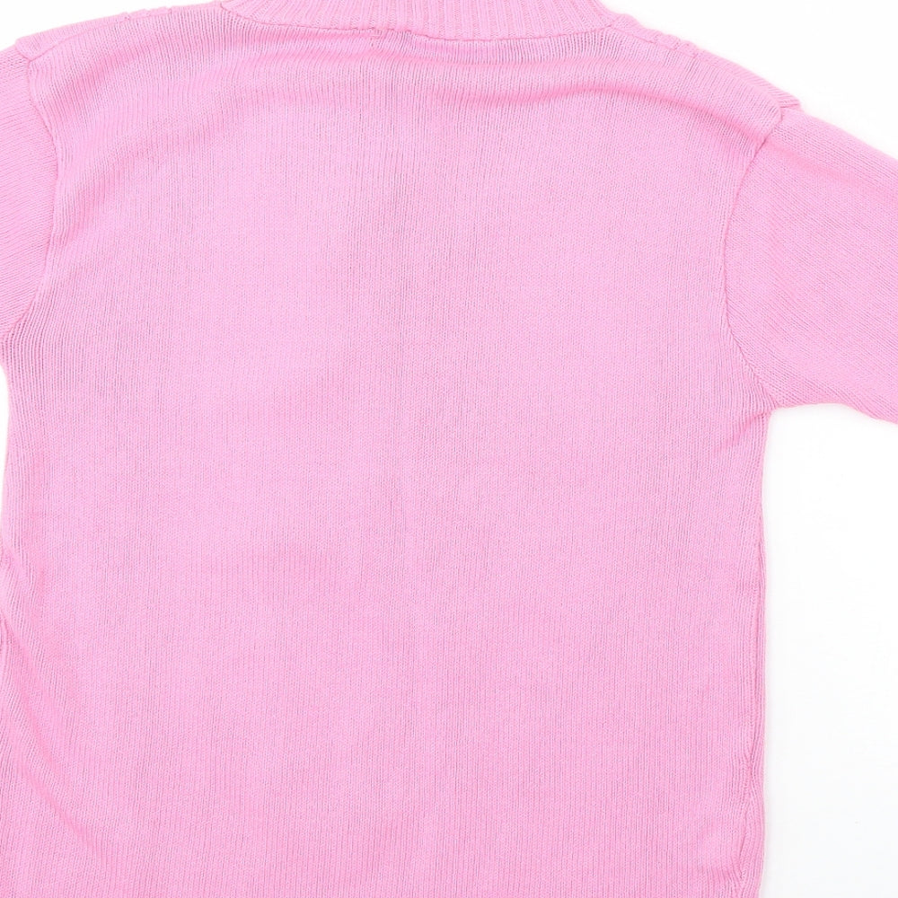 Preworn Womens Pink Collared  Acrylic Pullover Jumper Size S