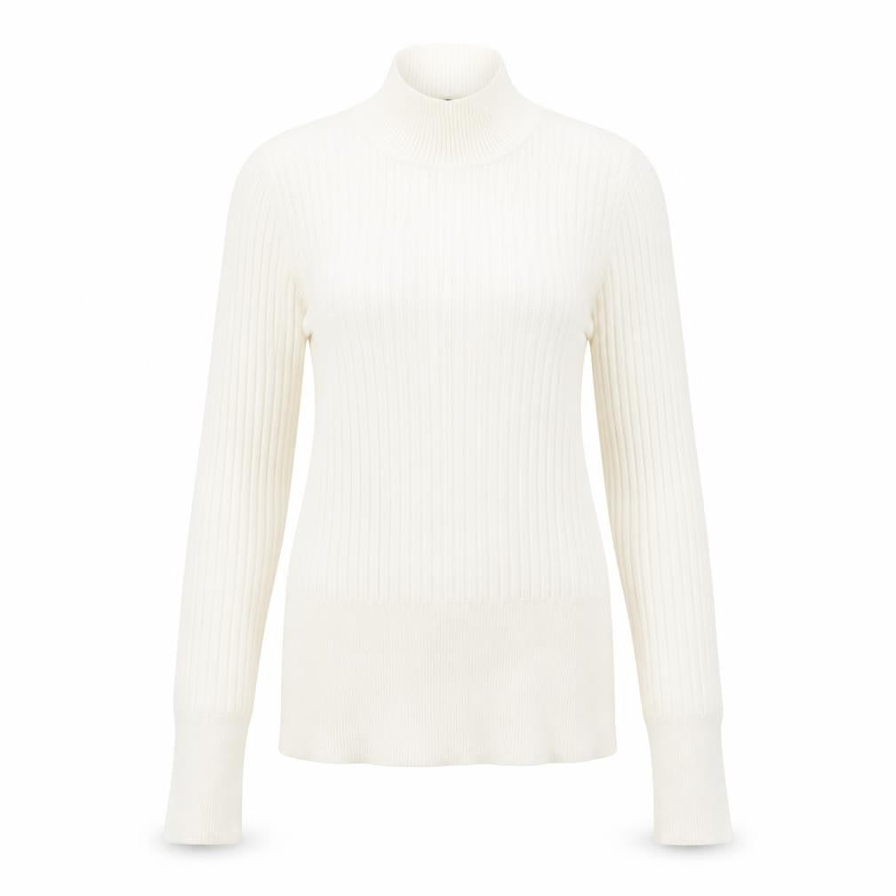 M&S Womens Beige High Neck  Viscose Pullover Jumper Size 8