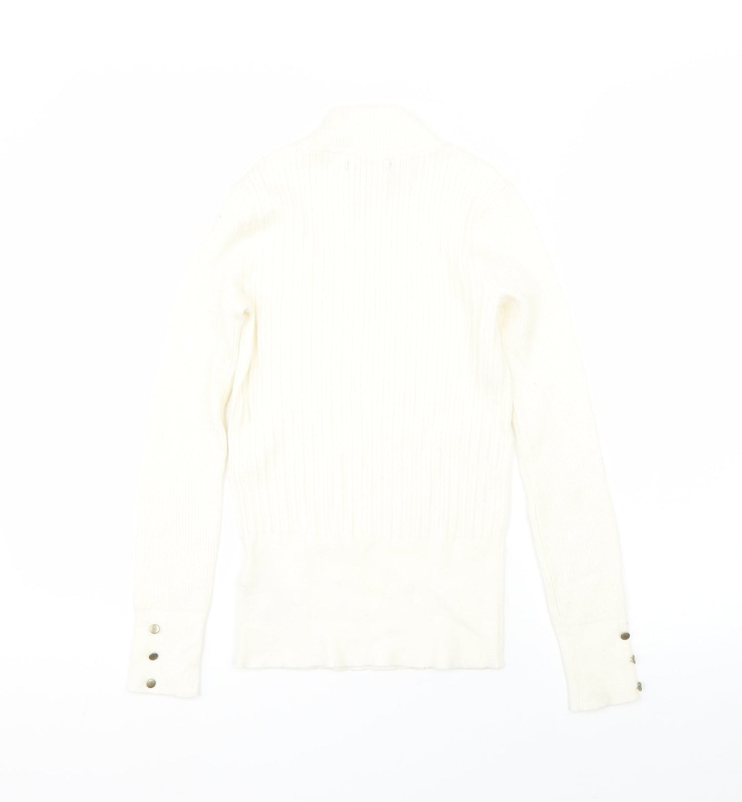 M&S Womens Beige High Neck  Viscose Pullover Jumper Size 8
