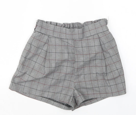 H&M Womens Multicoloured Houndstooth Polyester Paperbag Shorts Size 6 L3 in Regular