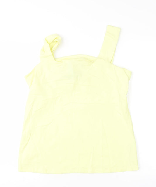 Dorothy Perkins Womens Yellow  Cotton Basic Tank Size 16 Round Neck