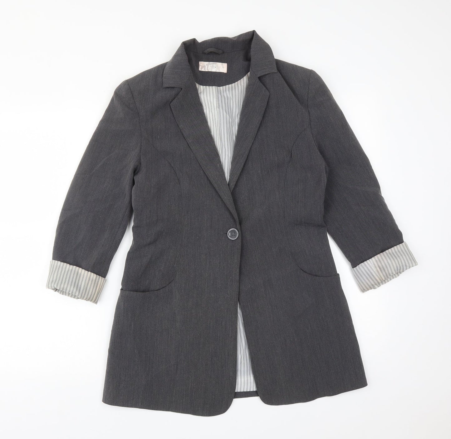Internacionale Womens Grey  Polyester Jacket Suit Jacket Size 10