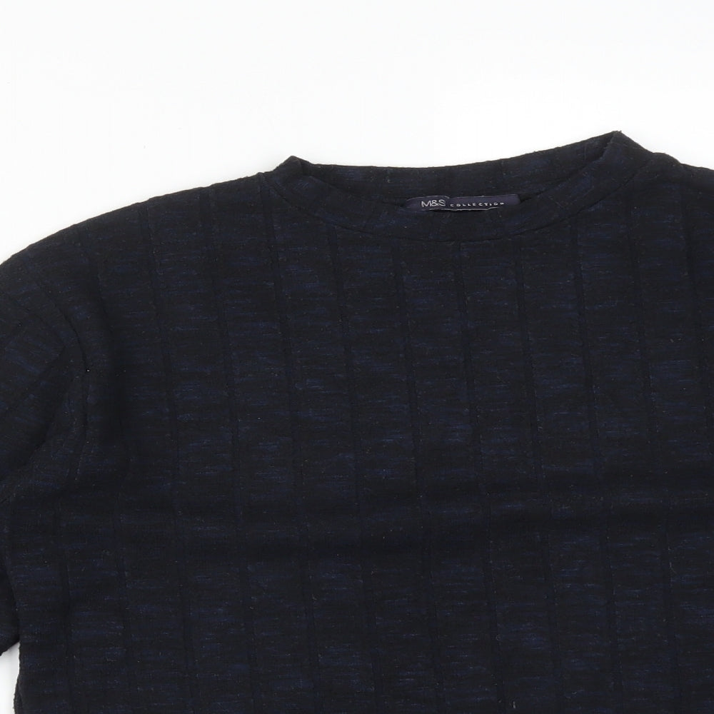 M^S Womens Multicoloured Striped Viscose Basic T-Shirt Size 10 Round Neck