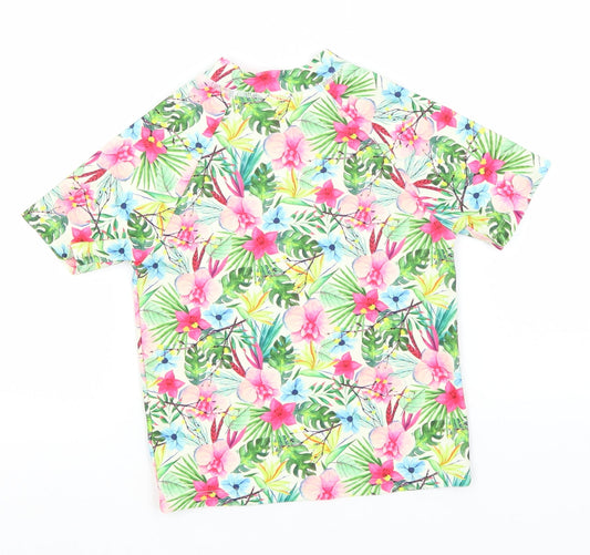 Minoti Girls Green Floral Polyester Basic T-Shirt Size 4-5 Years Round Neck