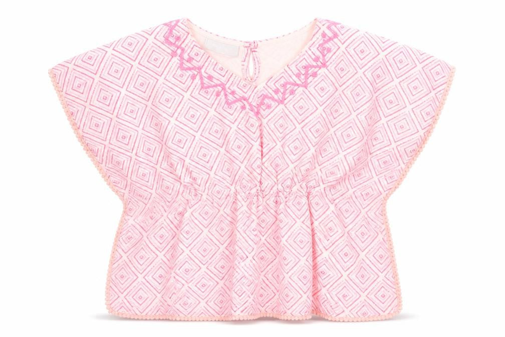 Matalan Girls Pink Geometric Polyester A-Line  Size 3 Years  Round Neck