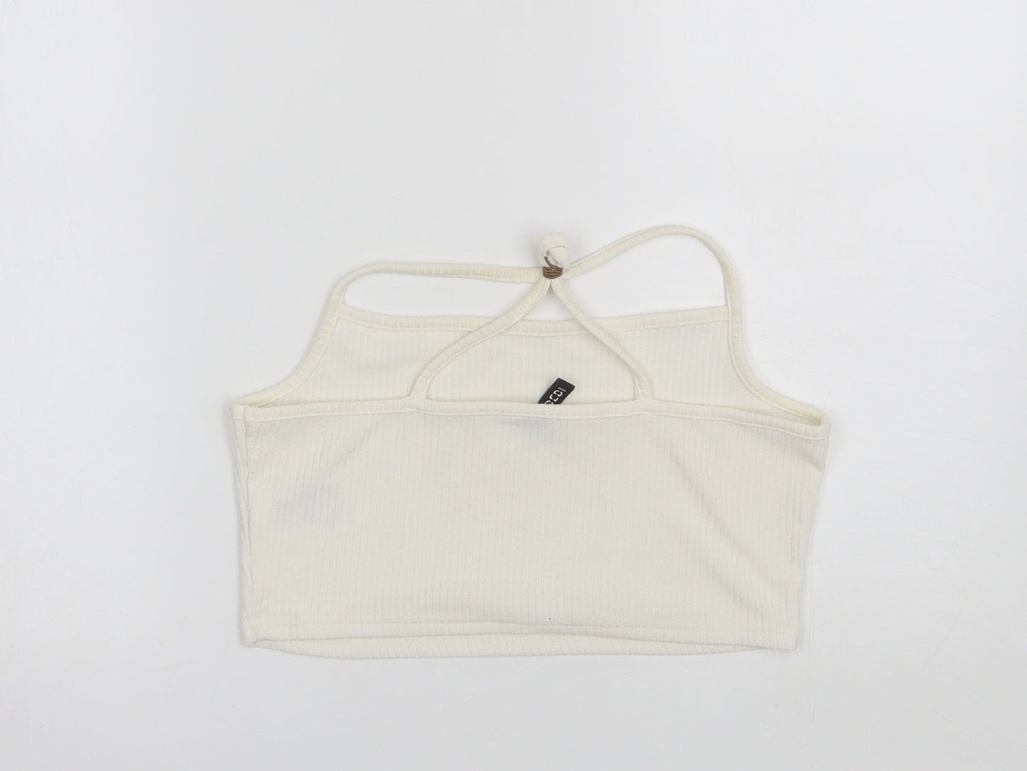 Divided Womens White  Polyester Cropped Tank Size L Round Neck