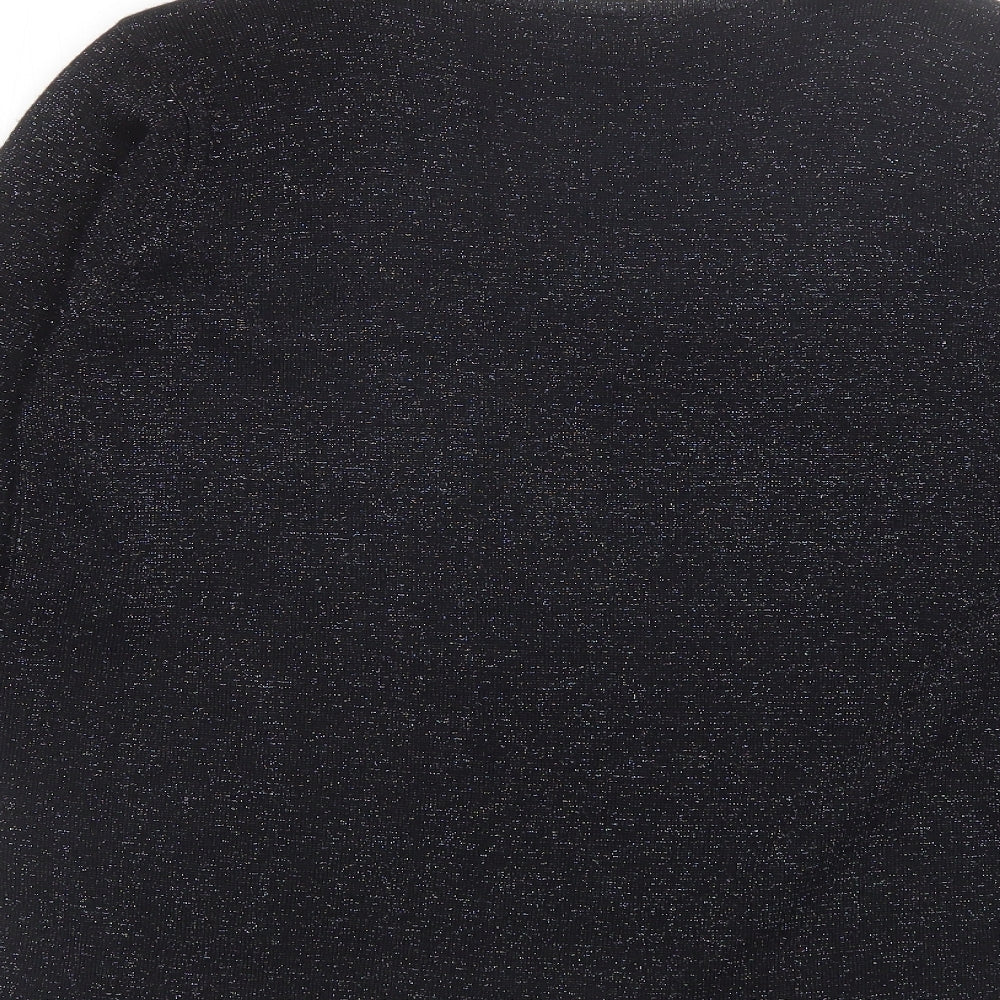 BM Womens Black V-Neck  Acrylic Pullover Jumper Size M