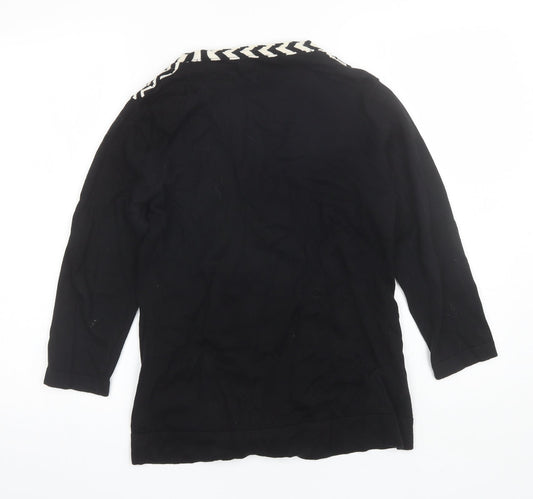 Country Casuals Womens Black V-Neck  Cotton Cardigan Jumper Size S