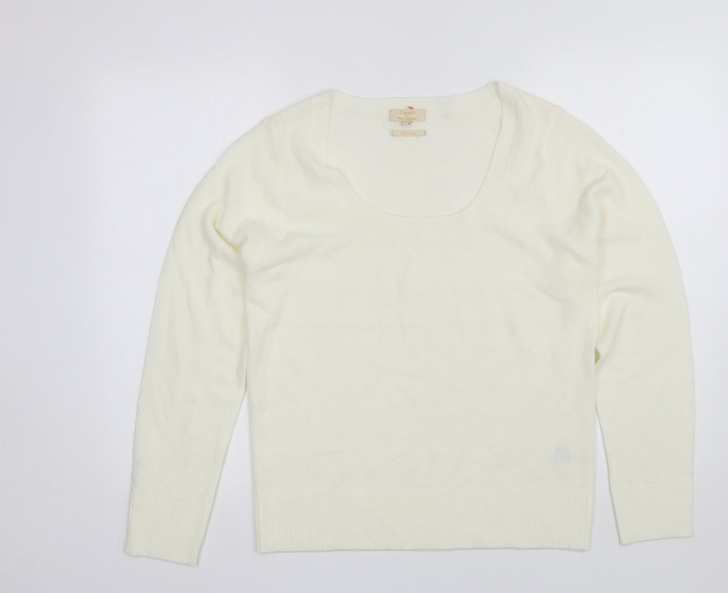 Sarah Hamilton Womens White Round Neck  Acrylic Pullover Jumper Size XL