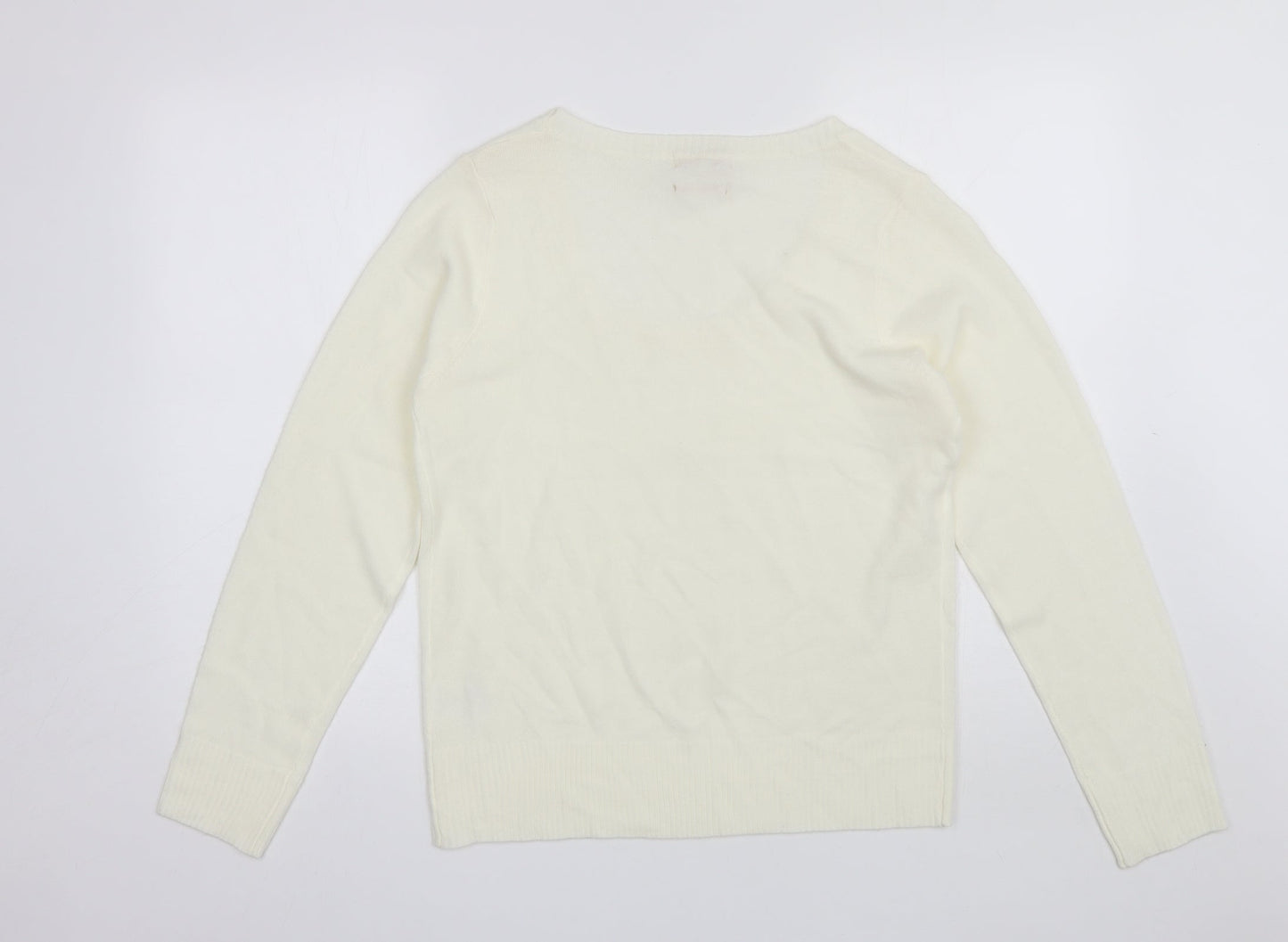 Sarah Hamilton Womens White Round Neck  Acrylic Pullover Jumper Size XL