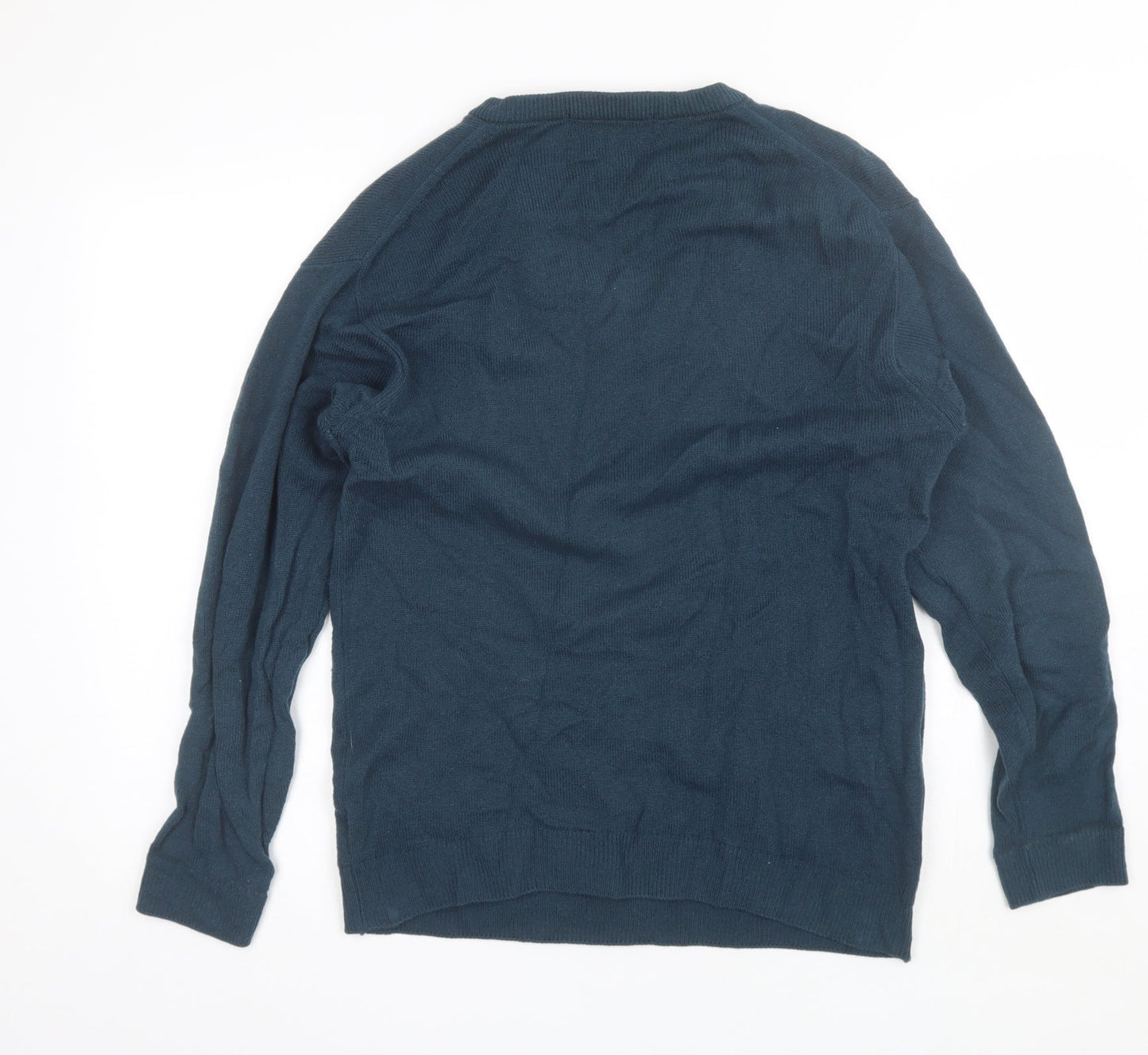 Berkertex Mens Blue V-Neck  Wool Pullover Jumper Size S