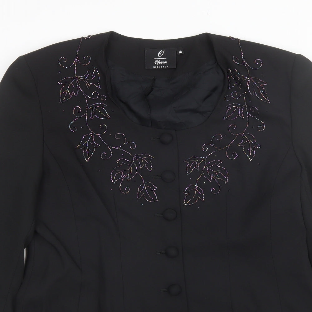 Richards Womens Black   Overcoat Jacket Size 16