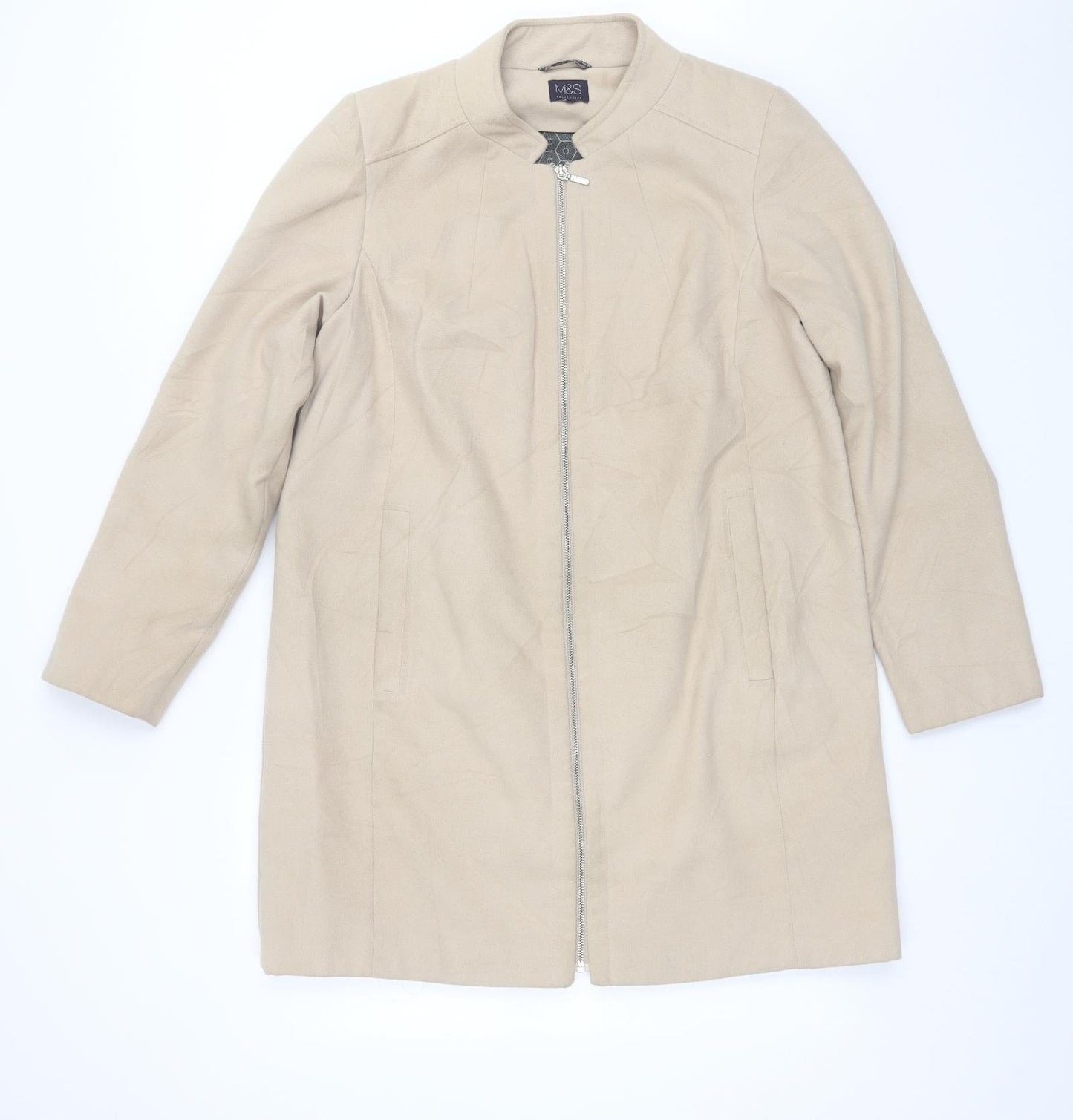 Marks and Spencer Womens Beige   Overcoat Jacket Size 16