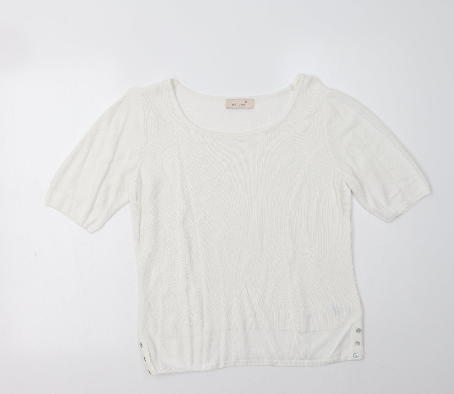 M&S Womens White Round Neck  Viscose Pullover Jumper Size 14