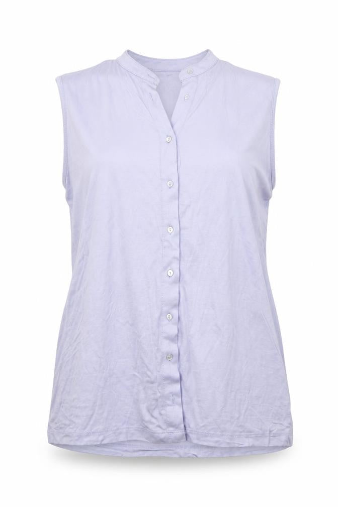 M&S Womens Blue  Viscose Basic Button-Up Size 16 Mock Neck