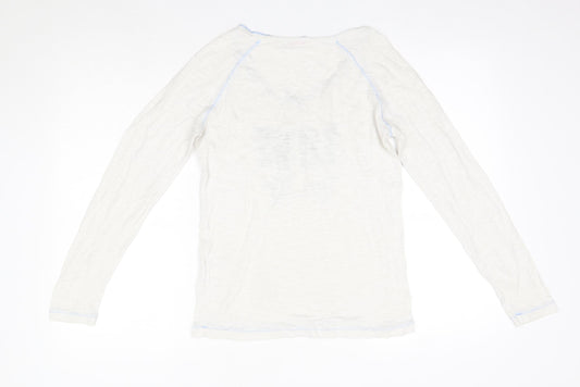 Berenice Womens White  Linen Basic Blouse Size S Round Neck