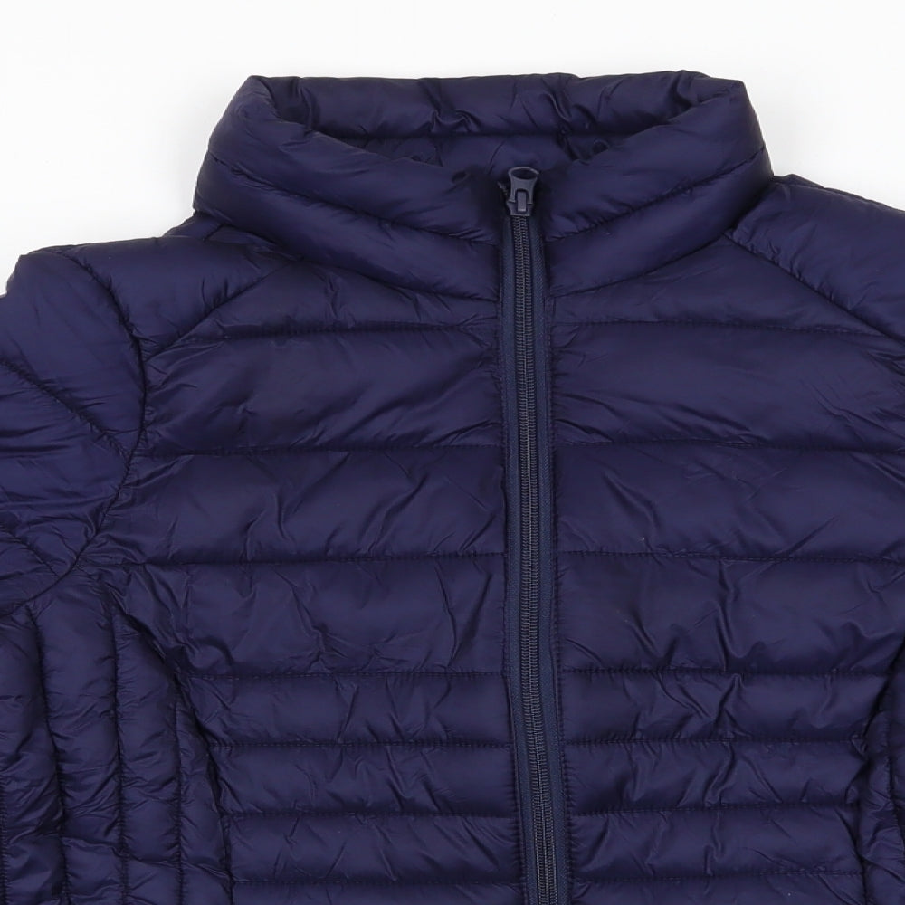 George Womens Blue   Quilted Coat   Zip - Midnight Blue subtle sheen