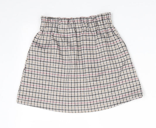Primark Girls Ivory Check Polyester A-Line Skirt Size 3 Years  Regular  - Beige Black Pink check