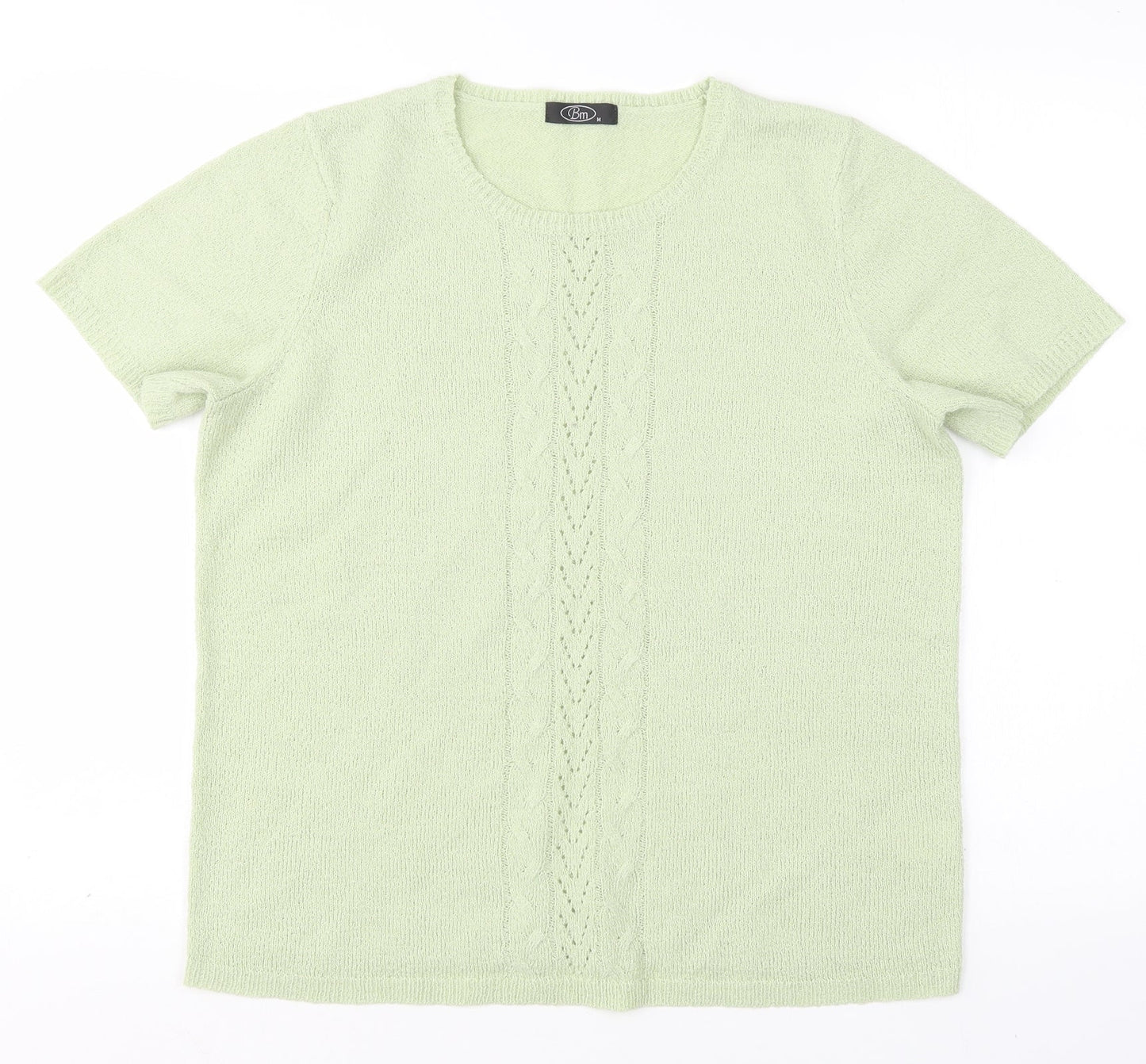BM Womens Green Round Neck  Acrylic Pullover Jumper Size M