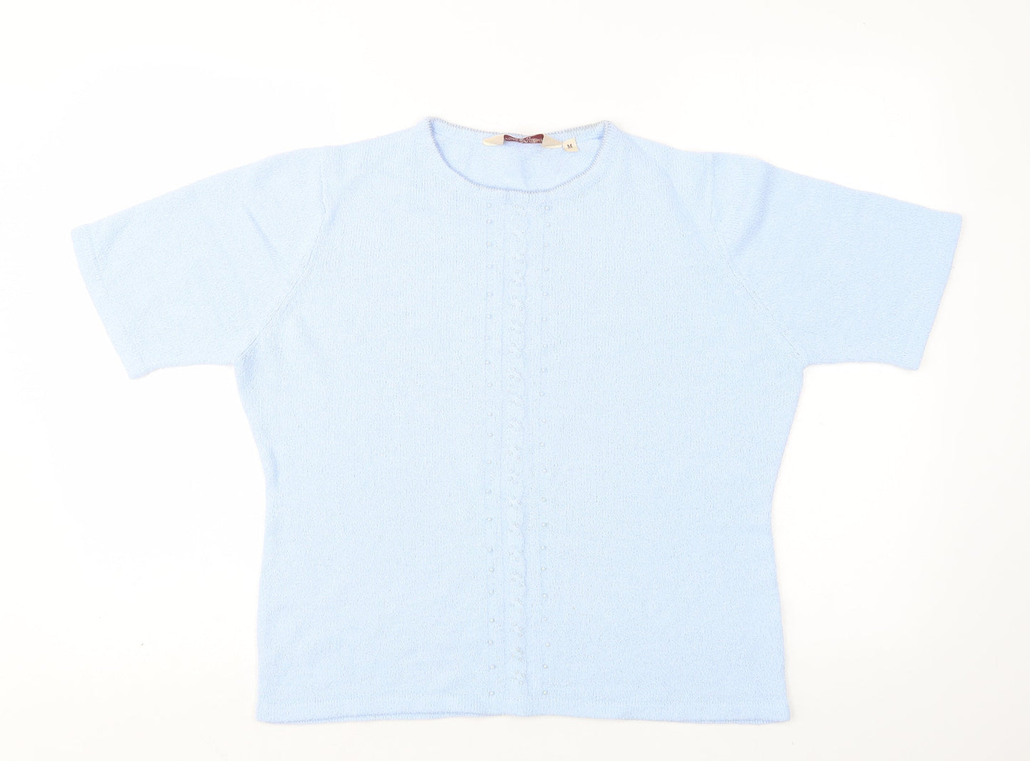 EWM Womens Blue Round Neck  Acrylic Pullover Jumper Size M