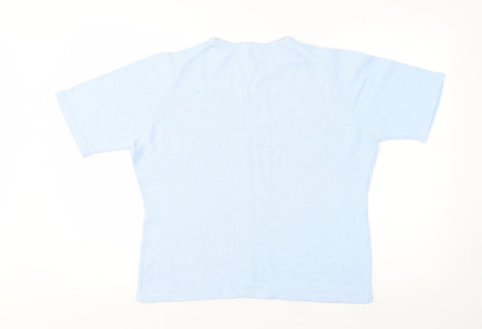 EWM Womens Blue Round Neck  Acrylic Pullover Jumper Size M
