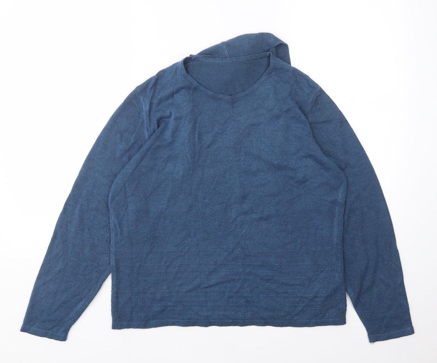 M&S Womens Blue Round Neck  Modal Pullover Jumper Size 14