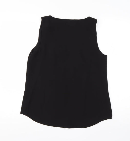 Oasis Womens Black  Polyester Basic Blouse Size 10 V-Neck