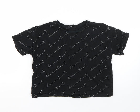 George Boys Black  Cotton Basic T-Shirt Size 9-10 Years Round Neck
