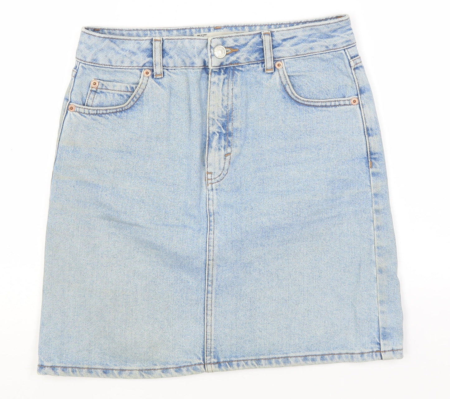 Topshop Womens Blue  Cotton Straight & Pencil Skirt Size 26 in