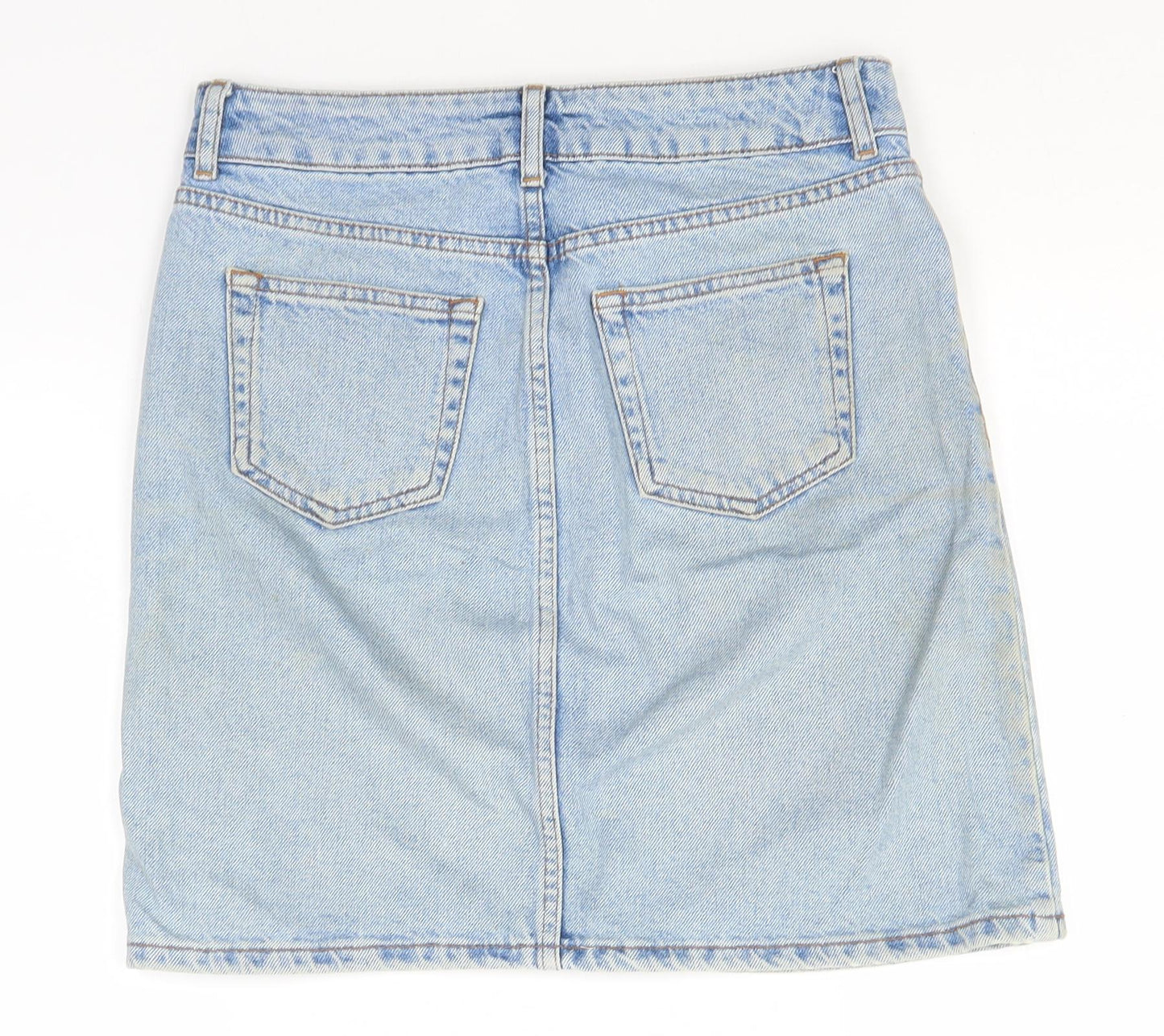 Topshop Womens Blue  Cotton Straight & Pencil Skirt Size 26 in