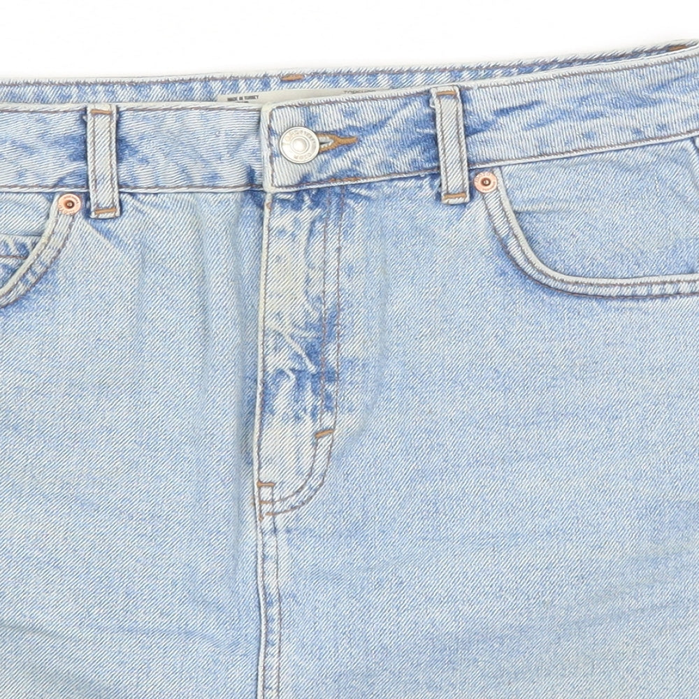 Topshop Womens Blue  Cotton Straight & Pencil Skirt Size 26 in