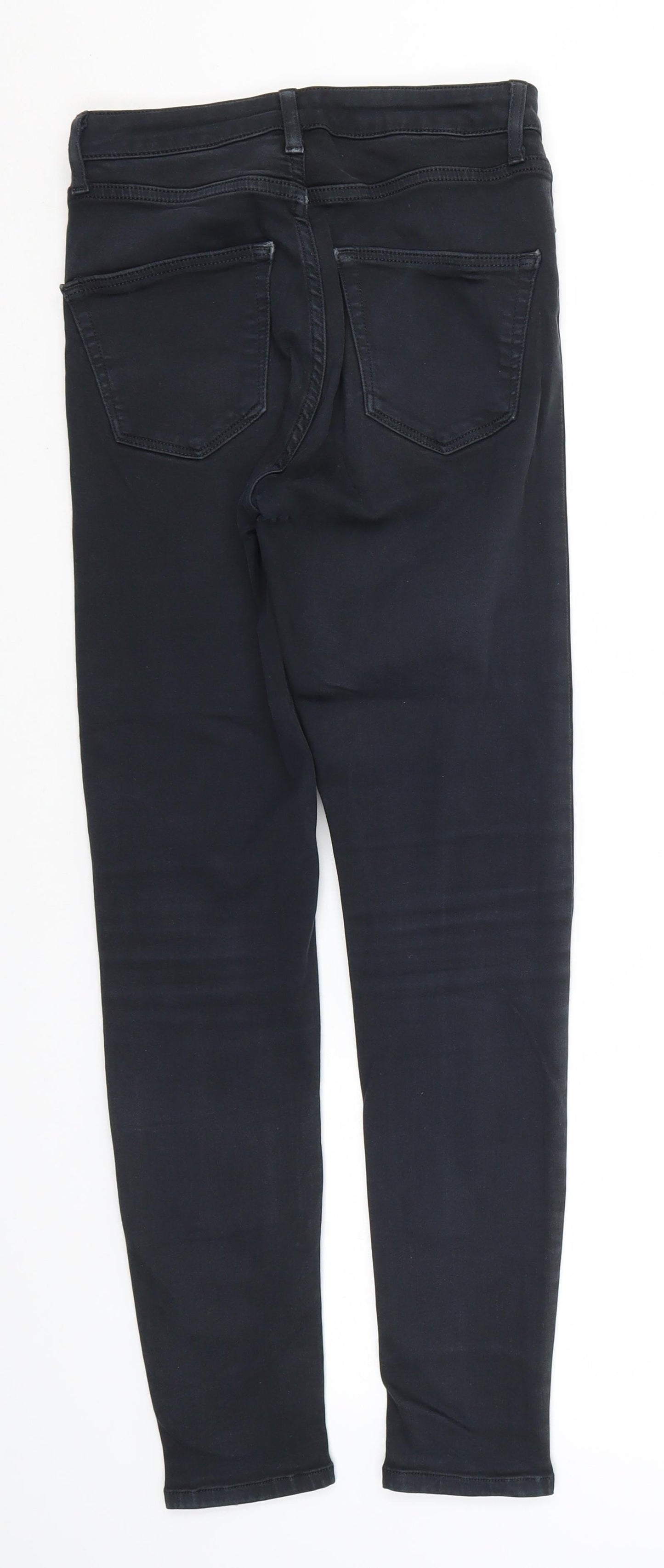 Topshop Womens Black  Cotton Straight Jeans Size 26 in L26 in Regular