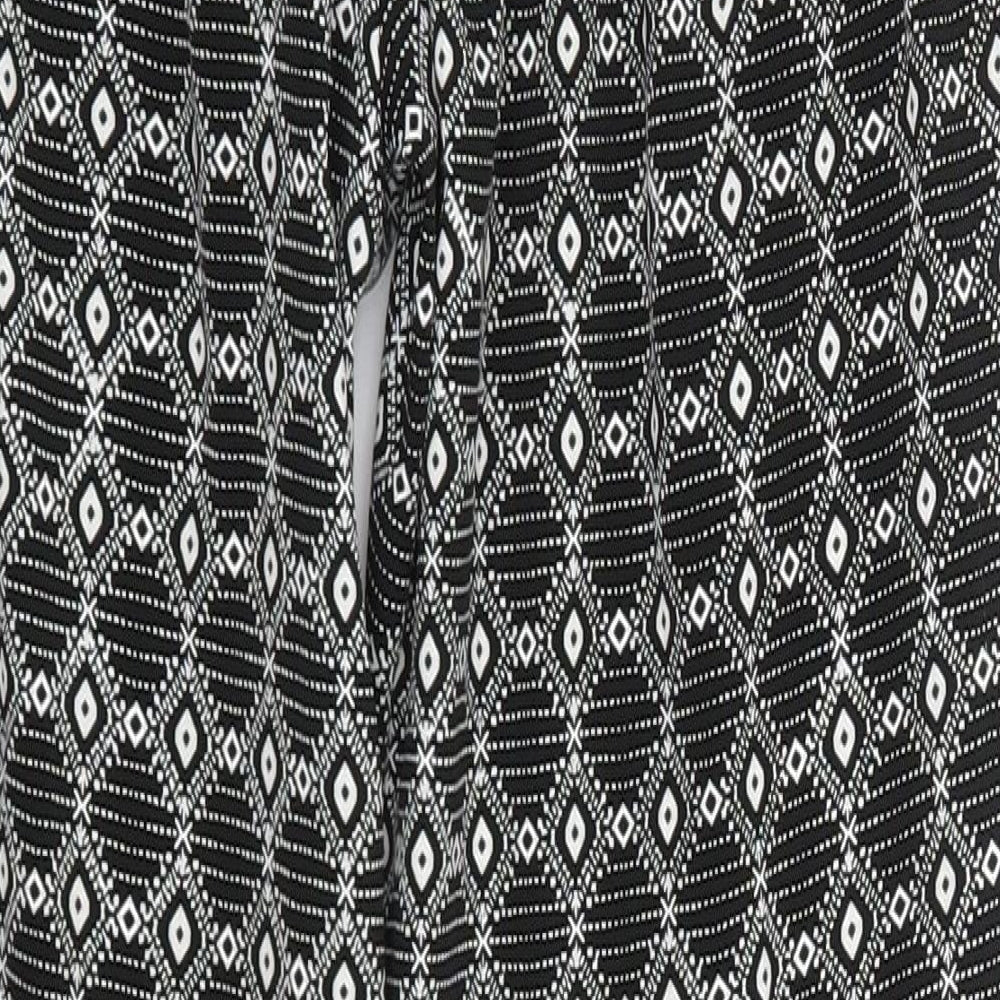 New Look Womens Black Argyle/Diamond Polyester Dress Pants Trousers Size 6 L27 in Regular