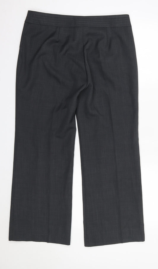 M&S Womens Grey  Polyester Dress Pants Trousers Size 12 L27 in Regular  - Short