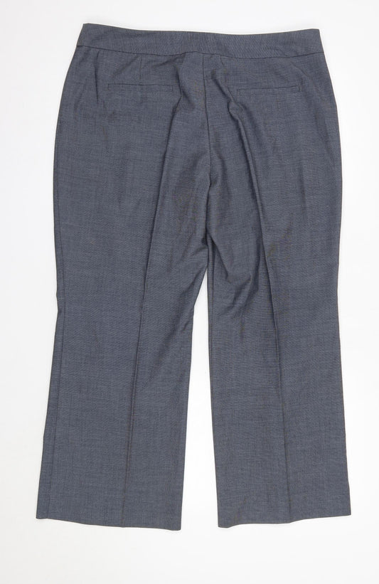 M&S Womens Blue  Polyester Dress Pants Trousers Size 16 L27 in Regular  - Short