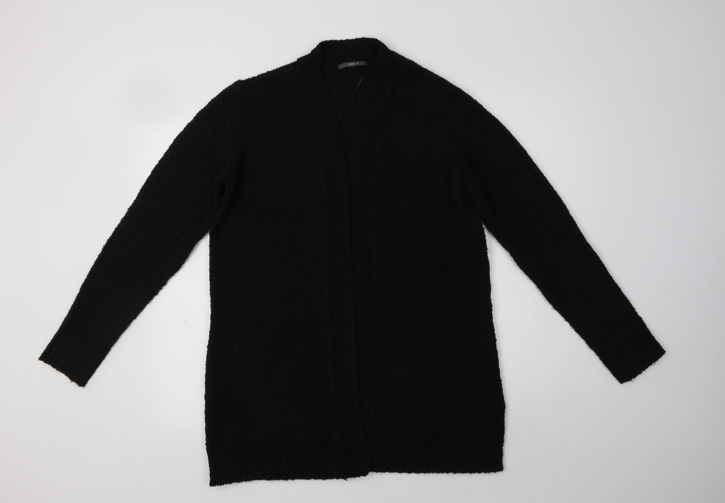 HEMA Womens Black V-Neck  Acrylic Cardigan Jumper Size M