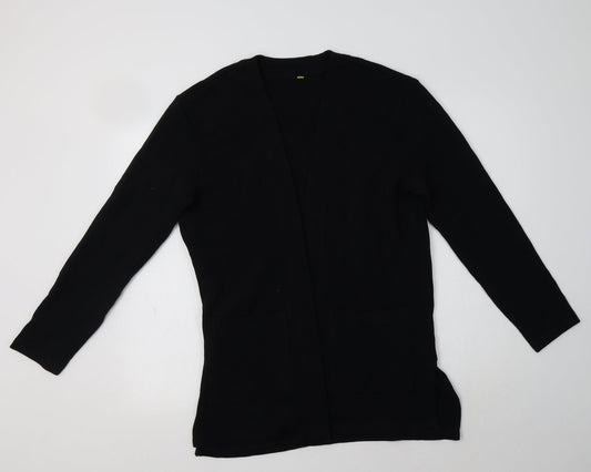 Preworn Womens Black V-Neck  Cotton Cardigan Jumper Size 8