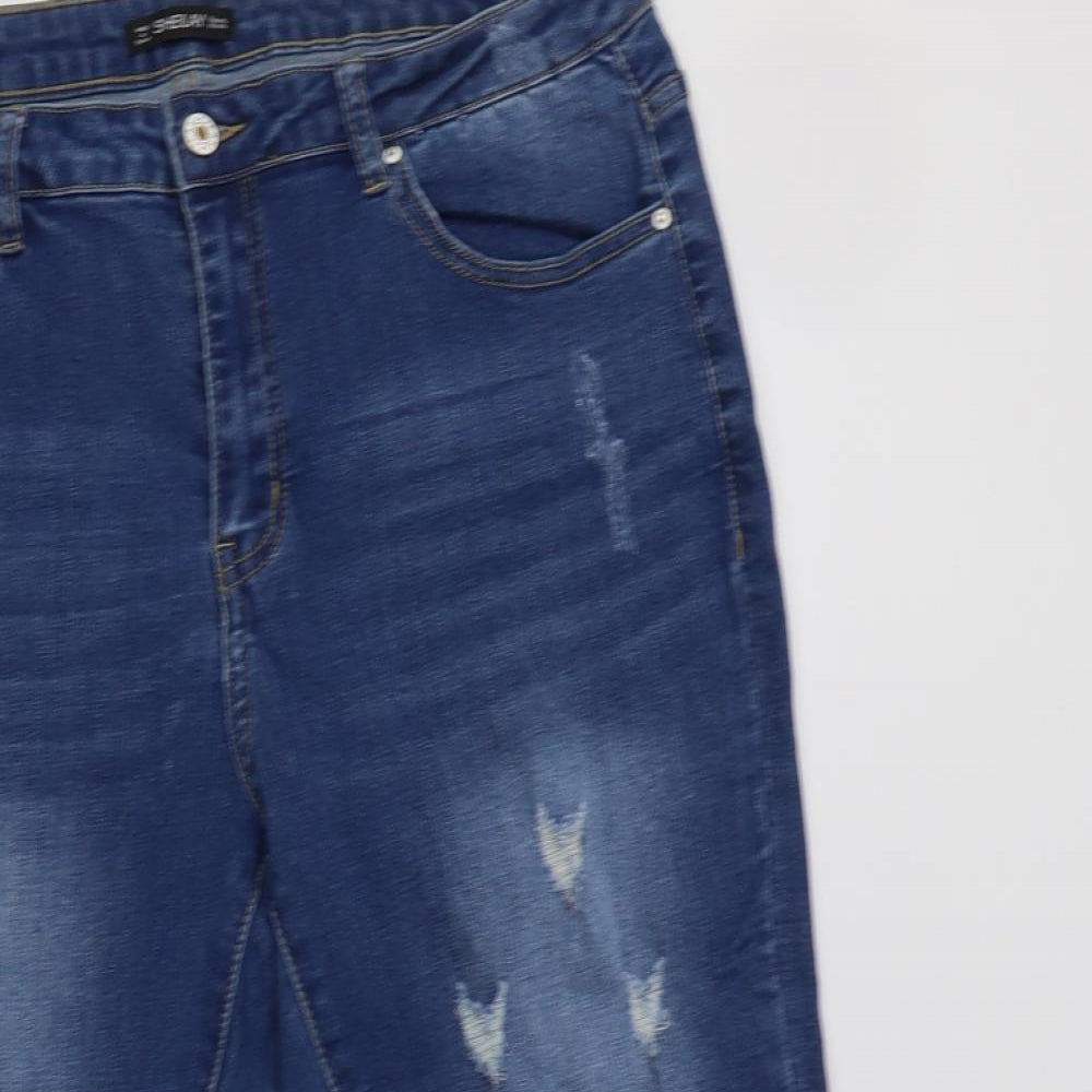 Sheilay Womens Blue  Cotton Cropped Jeans Size 34 L22 in Regular