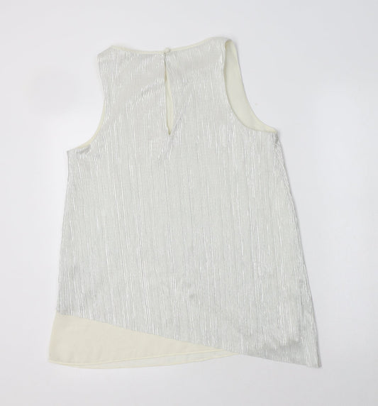 NEXT Womens Silver  Polyester Basic Blouse Size 10 Round Neck