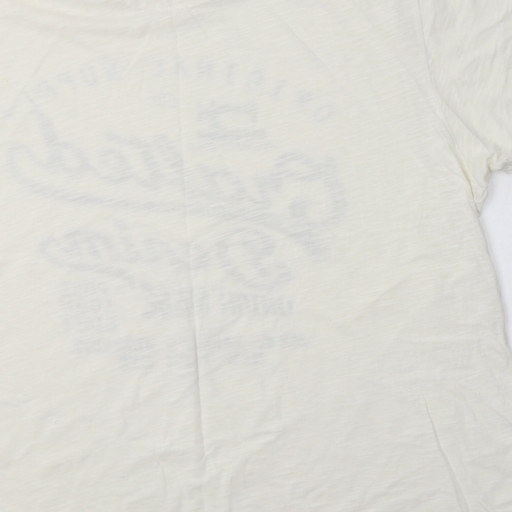 George Mens Ivory  Cotton  T-Shirt Size L Crew Neck