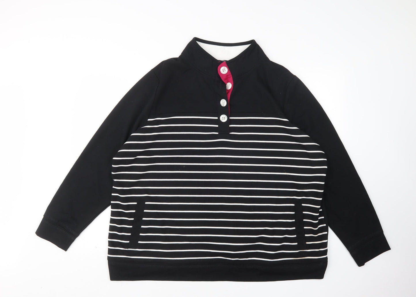 BM Womens Multicoloured Mock Neck Striped Polyester Pullover Jumper Size XL