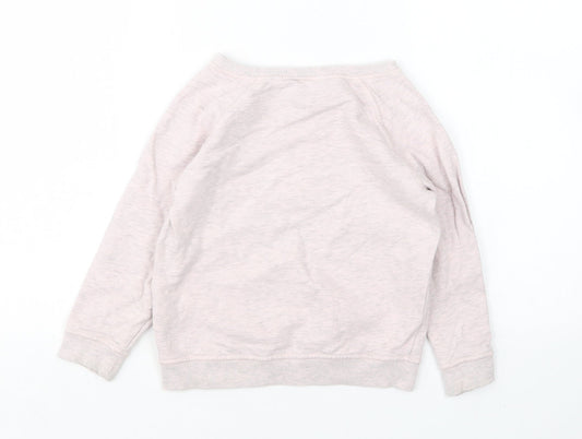 NEXT Girls Pink Round Neck  Cotton Pullover Jumper Size 4 Years