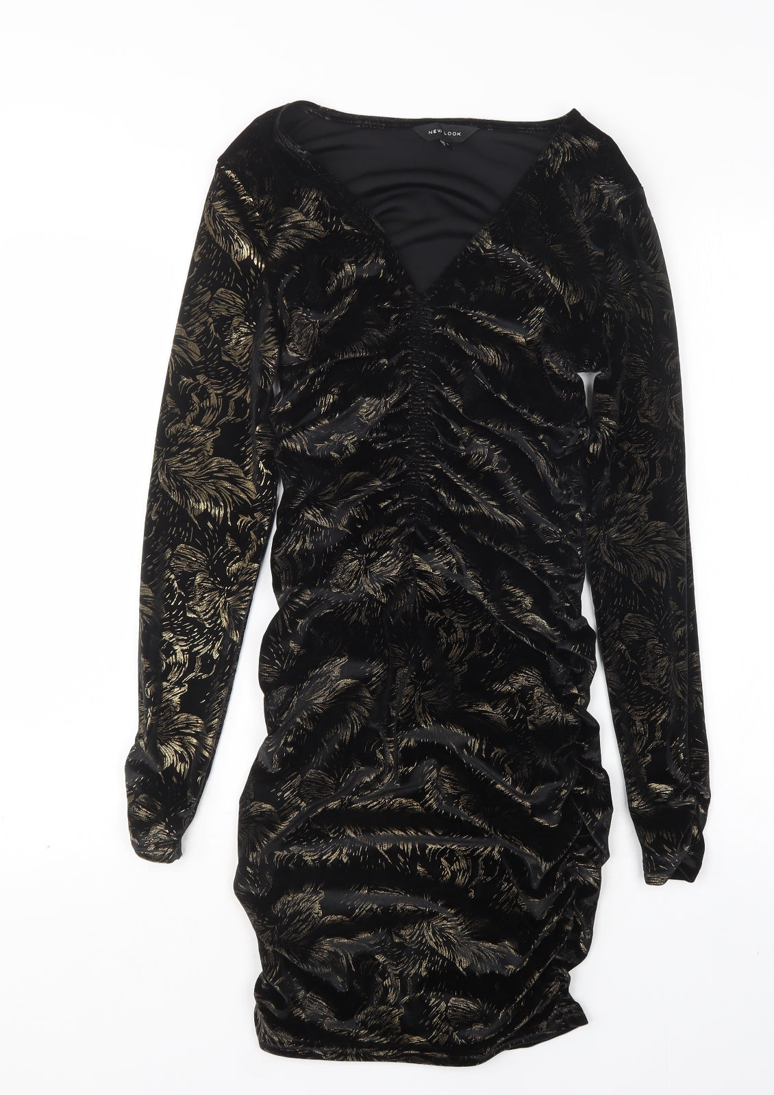 New Look Womens Multicoloured Floral Polyester Mini  Size 8  V-Neck