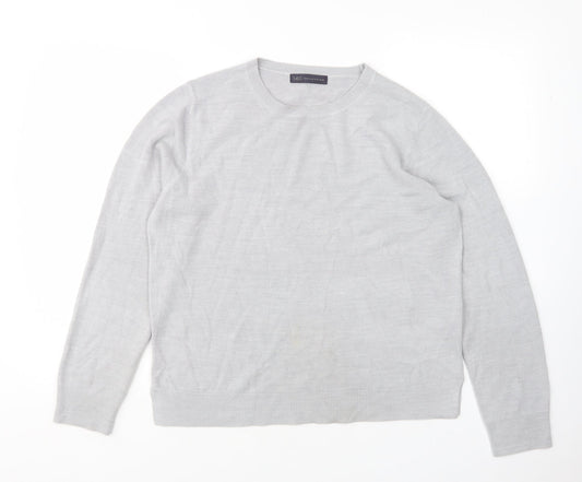 M&D Womens Grey Round Neck  Acrylic Pullover Jumper Size 16