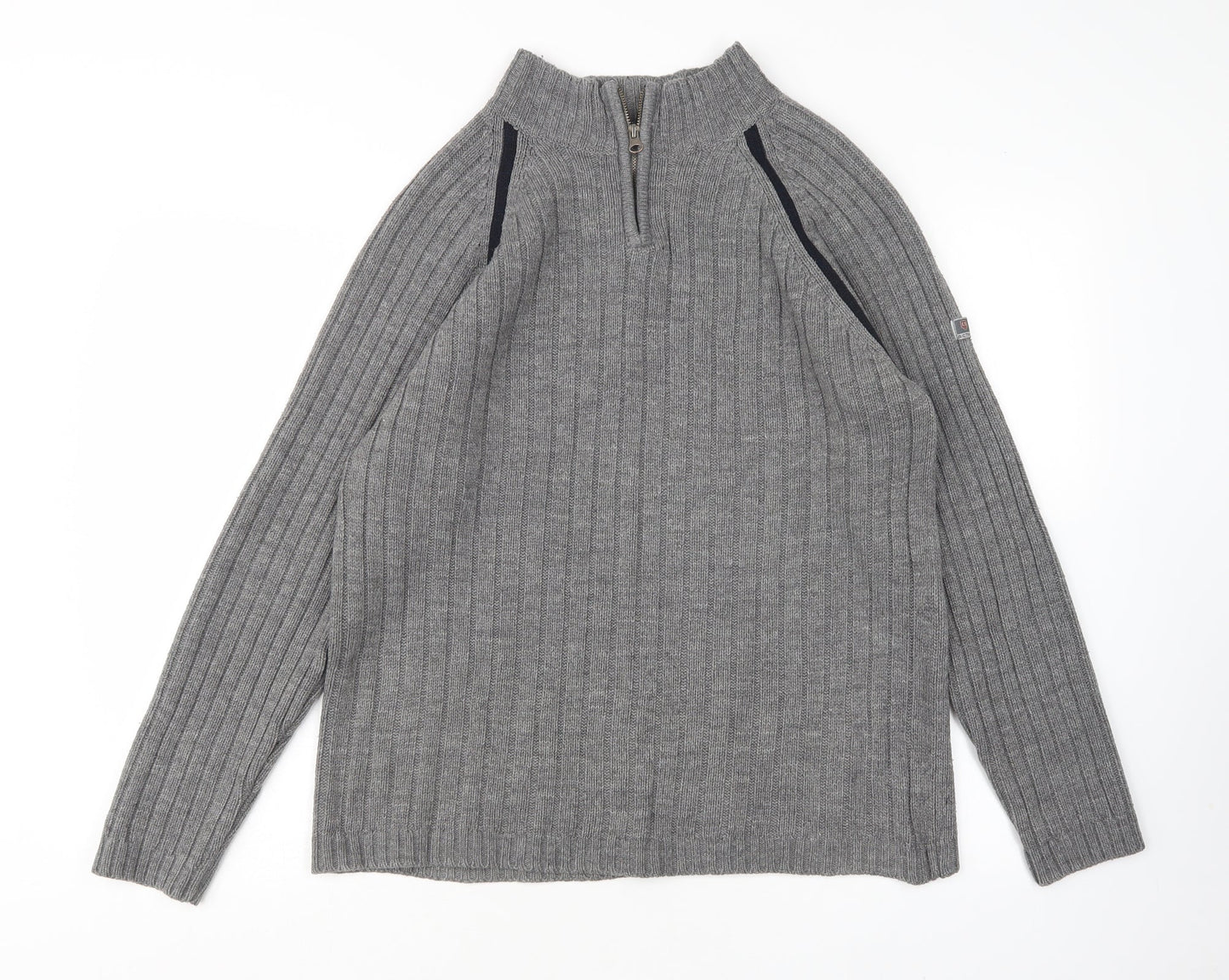 Cedar Wood State Mens Grey Mock Neck  Acrylic Pullover Jumper Size S