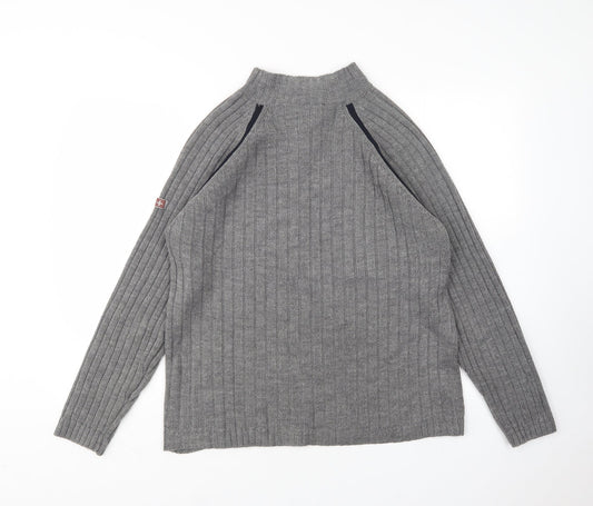 Cedar Wood State Mens Grey Mock Neck  Acrylic Pullover Jumper Size S
