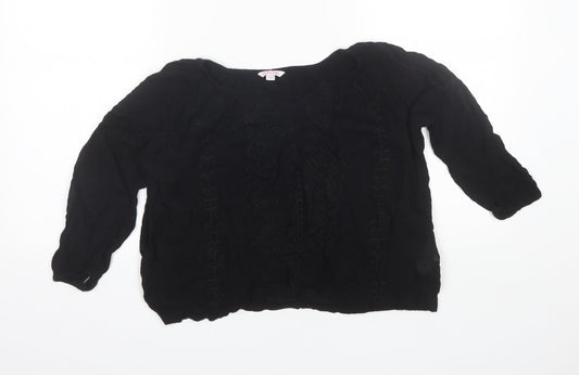 Miss E-Vie Girls Black  Viscose Basic Blouse Size 11 Years V-Neck