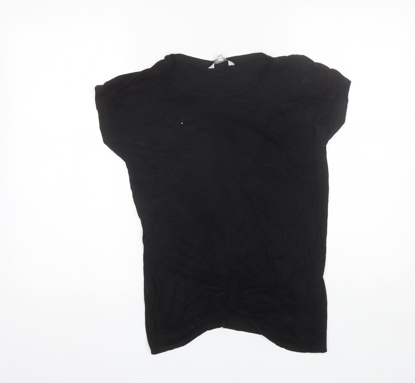 Peacocks Womens Black  Viscose Basic T-Shirt Size 8 Round Neck