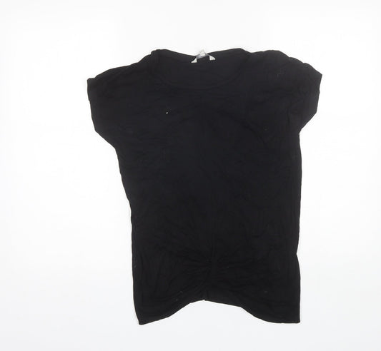 Peacocks Womens Black  Viscose Basic T-Shirt Size 8 Round Neck