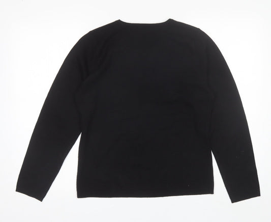Matalan Womens Black V-Neck  Acrylic Pullover Jumper Size 12